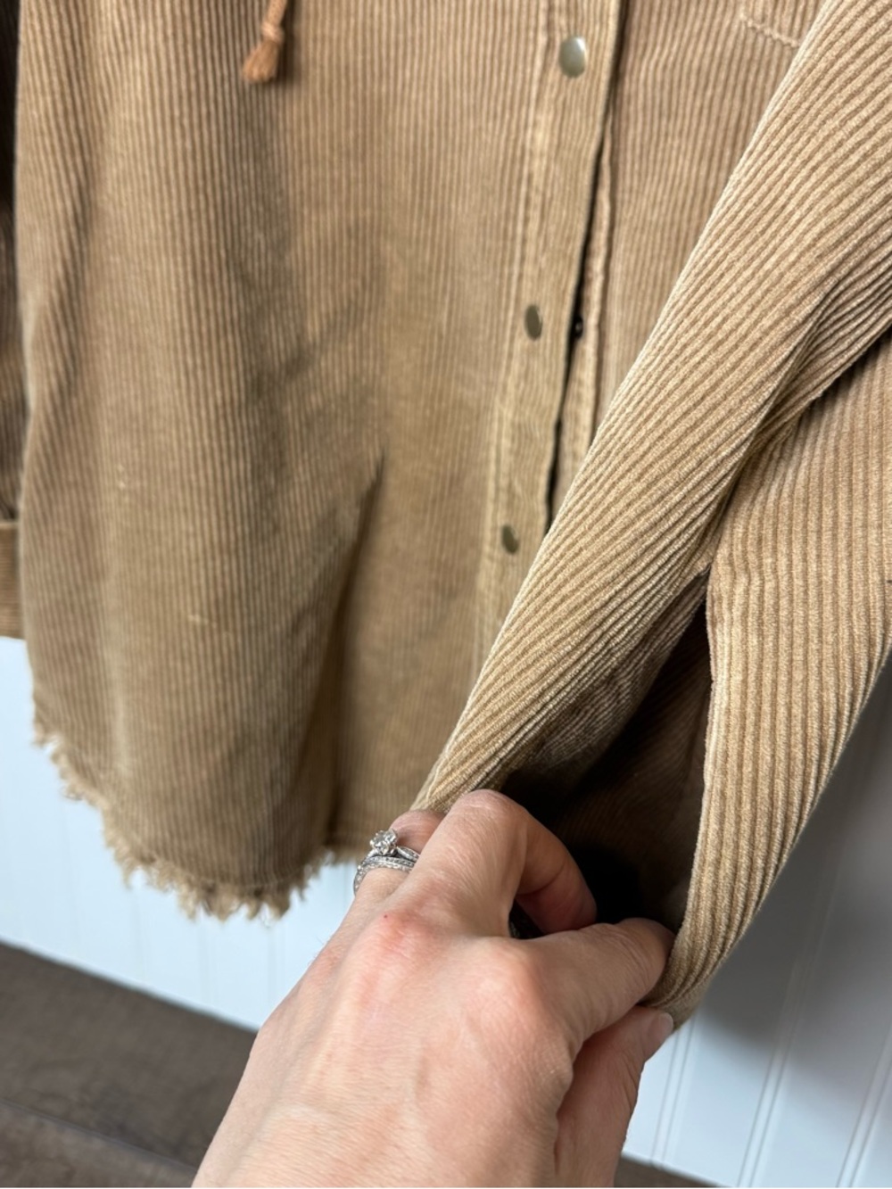 Gilded Intent Tan Corduroy Hooded Shacket 2XL Oversized Cozy Jacket - Picture 6 of 9